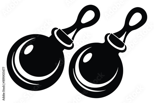 castanets silhouette line art vector illustration