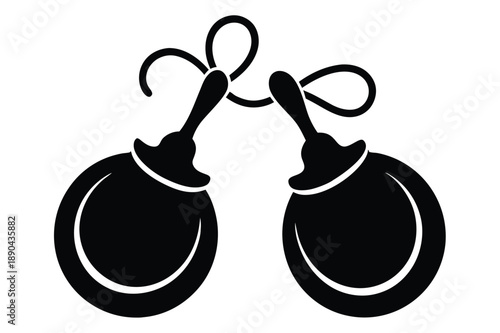 castanets silhouette line art vector illustration