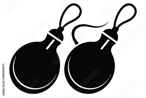 castanets silhouette line art vector illustration