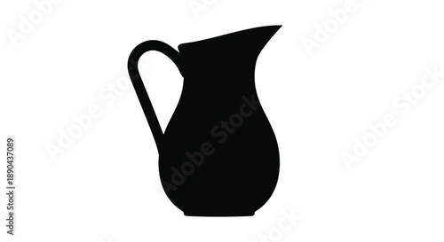 Simple black silhouette of a classic pitcher with curved handle