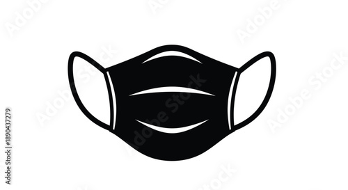 Simple black and white illustration of a disposable face mask