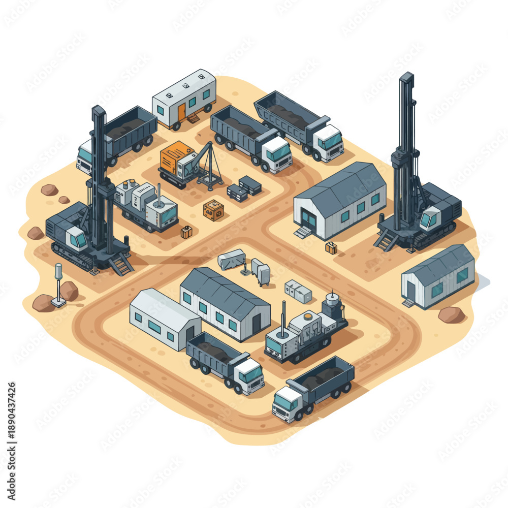 Obraz premium Oil Refinery Industrial Complex Isometric View.