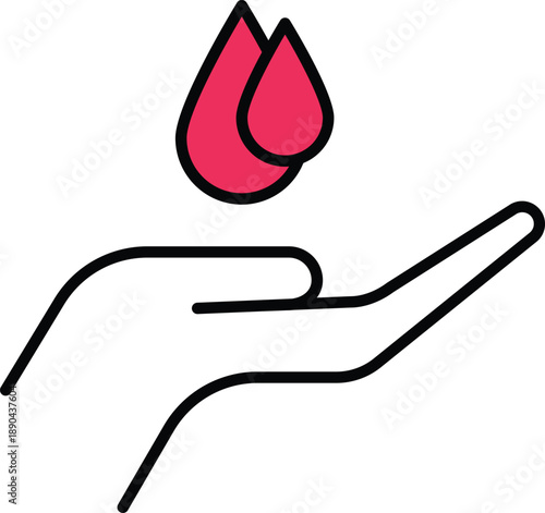 Hand holding pink drops isolated on transparent background