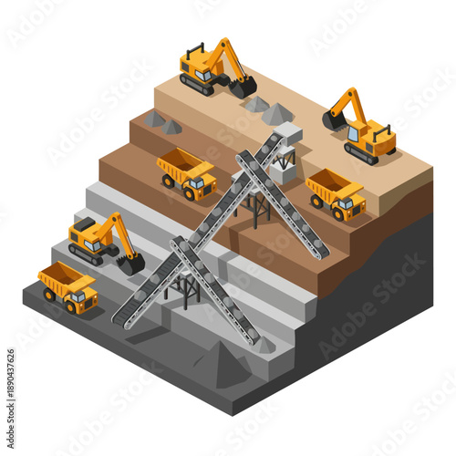 Mining Operation with Heavy Machinery Equipment.