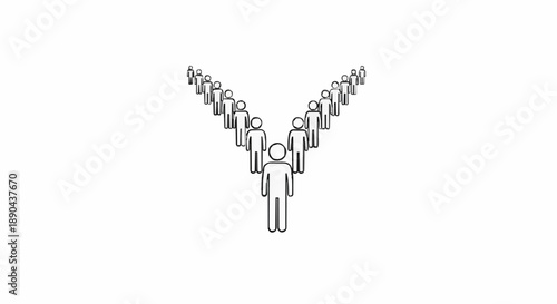 Group of people in a V formation.