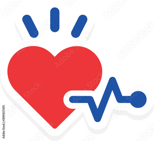 heart rate symbol with paw print  medical icon