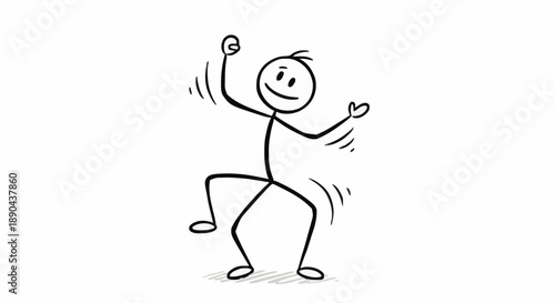 Happy stick figure dancing with joy and excitement.