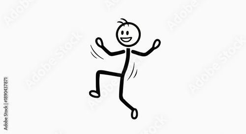 Happy stick figure dancing with joy and excitement.
