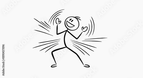 Excited Stick Figure Character Celebrating Joyfully.