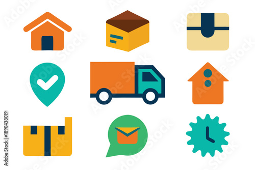 set of vector icons for children