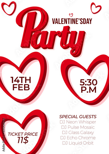 Party Invitation. Retro-inspired invitation template. Valentine's Day.