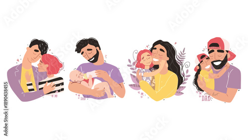 A happy family with parents and children in a loving embrace