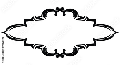 An ornate black frame design with swirling curves and decorative elements creates a striking visual boundary silhouette high quality professional detailed