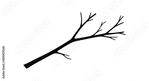 A stark black branch extends diagonally across a white background displaying a minimalist artistic silhouette high quality professional detailed modern elegant
