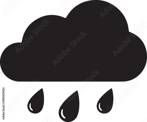Rain Cloud Icon with Drops Weather Symbol Rainfall Indicator Weather Forecast Illustration