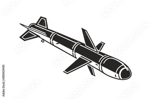 Cruise Missile with Folded Wings Silhouette 