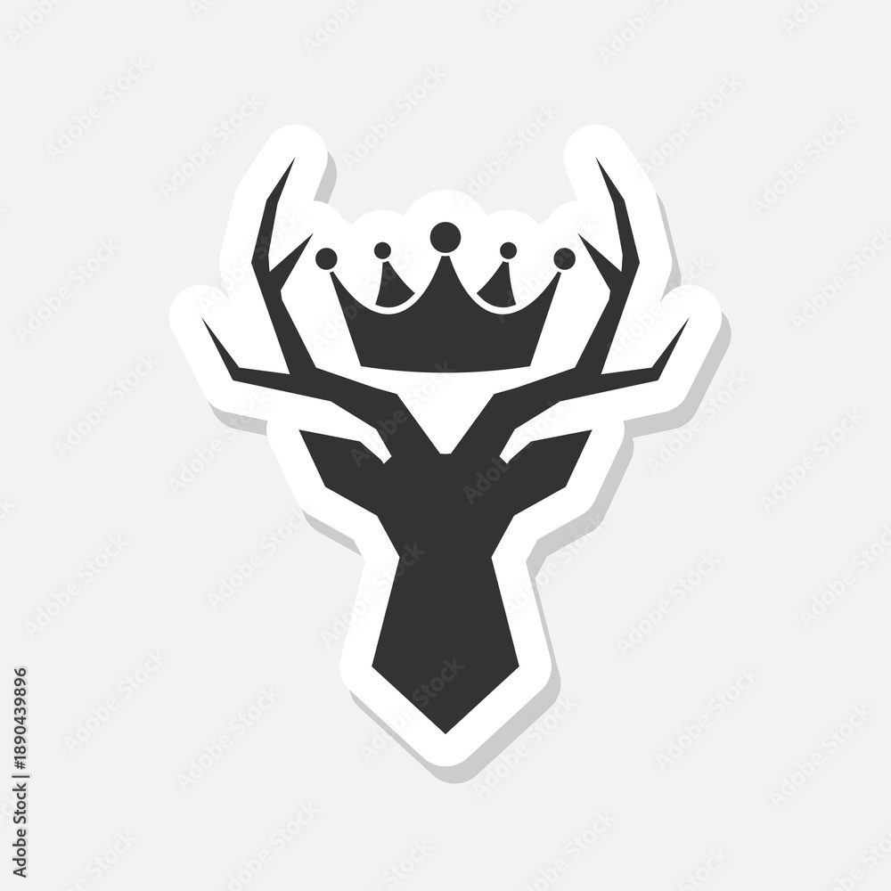 Fototapeta premium Deer antler head crown icon sticker isolated on gray background
