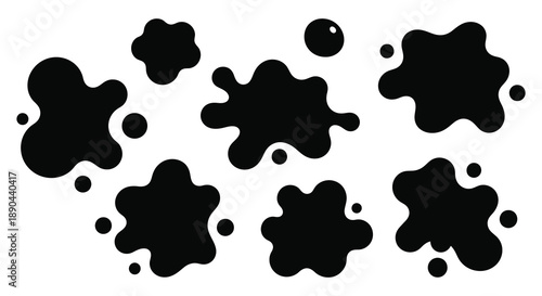 Abstract arrangement of irregular black shapes against a white background creating a bold graphic silhouette high quality professional detailed modern elegant