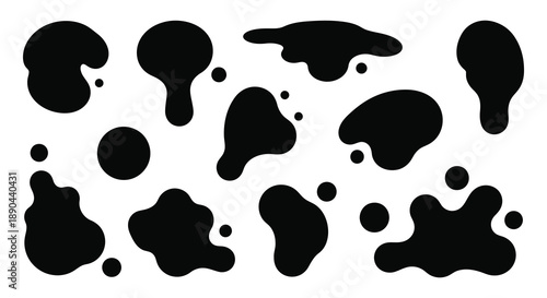 Abstract arrangement of irregular black shapes against a white background creating a bold visual pattern silhouette high quality professional detailed