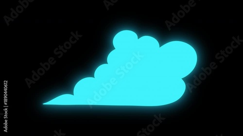 Cartoon animation bubble cloud, smoke, haze or gas in flat manga style. Looping motion 2d element for game isolated on chroma key color and neon color version.