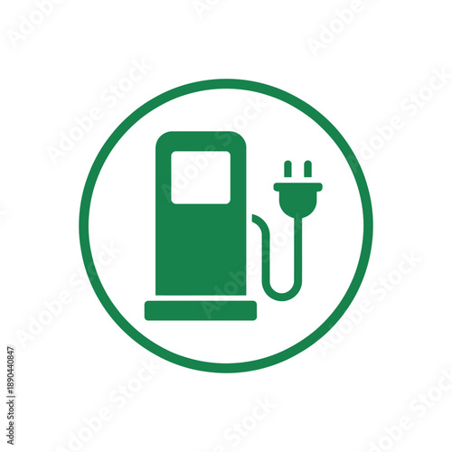 Green circular icon depicting an electric vehicle charging station symbol
