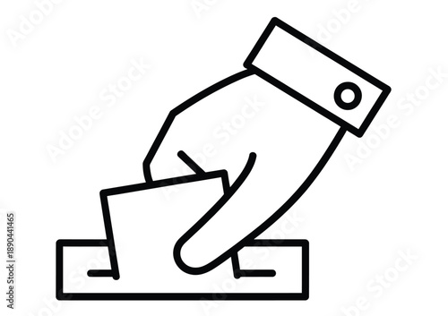 A simple line drawing depicts a hand inserting a card into a reader