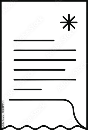 Simple line icon representing a document or certificate