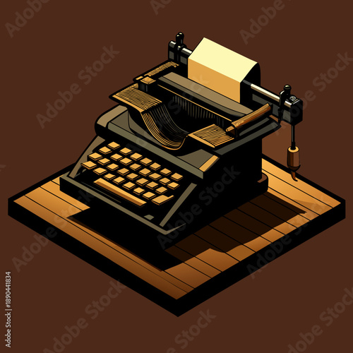 Vintage typewriter on wooden surface