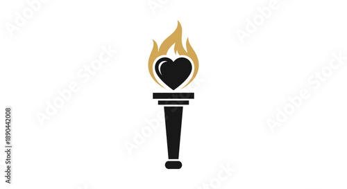 Torch with Heart Flame Symbolizing Love and Passion.