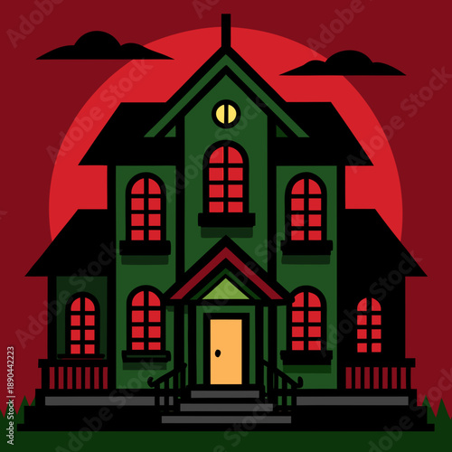 Haunted house at dusk