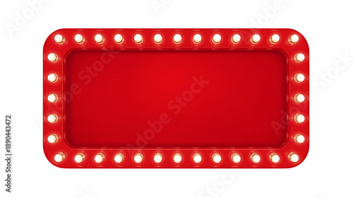 Red Neon Sign Frame with Bulbs
