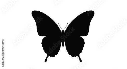 A striking black butterfly design with detailed wings a bold silhouette