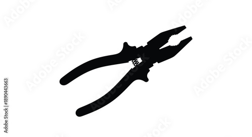 Black pliers tool depicted in a striking dark silhouette