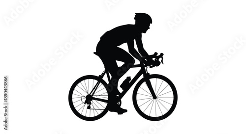 Cyclist riding a road bike in a stark black silhouette