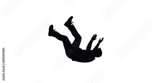 A person falling through the air dramatically posed silhouette