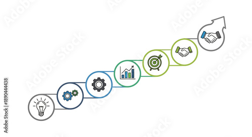 2D vector illustration of a business success concept featuring a word cloud sign on a blue background as a digital network communication symbol for internet technology