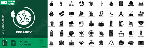 Ecology Solid Editable Icons set