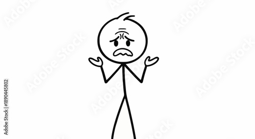 Confused stick figure with hands raised in question.