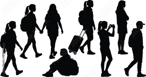 Diverse group of people walking together in urban setting