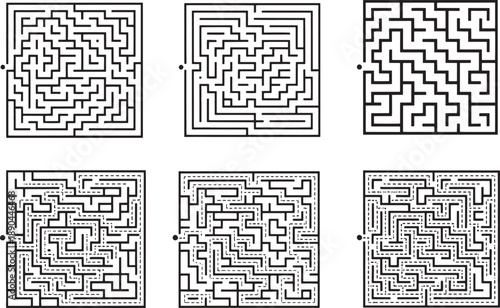 A seamless vector illustration of a business strategy labyrinth game for kids featuring a conceptual cloud technology puzzle design and a path to a solution pattern
