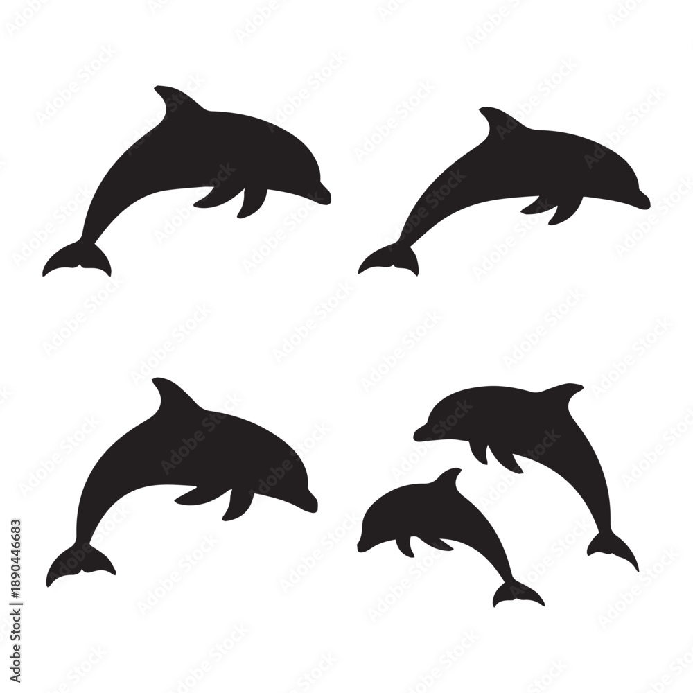 Fototapeta Dolphin Vector Silhouette Black and White

Minimal Dolphin Illustration Set Vector

Abstract Dolphin Shape Black White Vector