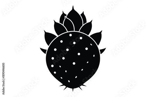 cactus pear silhouette line art vector illustration