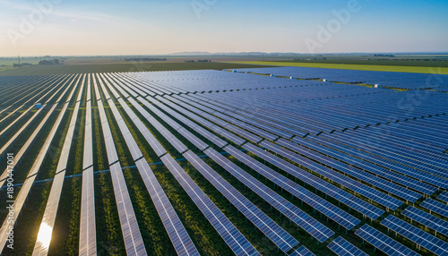 Aerial Agrivoltaics Farm With Solar Panels Over Crops