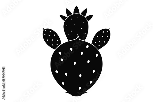 cactus pear silhouette line art vector illustration
