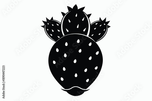 cactus pear silhouette line art vector illustration