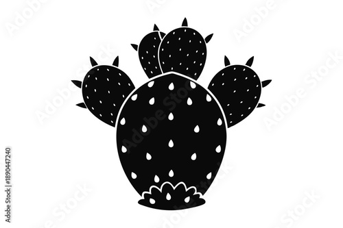 cactus pear silhouette line art vector illustration