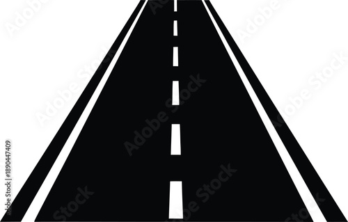 Straight Road Icon in Black Color, Highway Street Transportation Silhouette Illustration Isolated on White Background