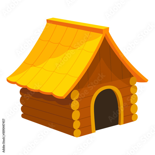 Dog house icon. Cartoon pet accessory. Petshop supermarket item. Empty pet home with roof. House for domestic animal. Isolated flat vector illustration