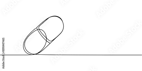 Continuous one line medicine tablet  drawing pills single line icon vector illustration, Continuous one line drawing of tablets and capsules pharmaceutical drugs, medical supplies, Single line drawing
