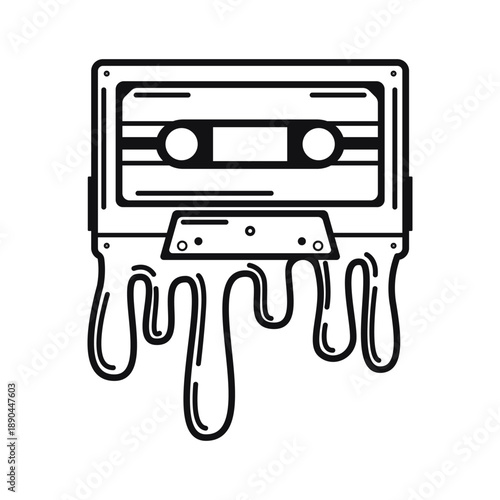 Melting Cassette Tape Retro Vector Illustration